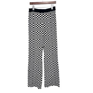 Shop Stevie High Rise Flare Knit Checkered Print Pant Size Medium